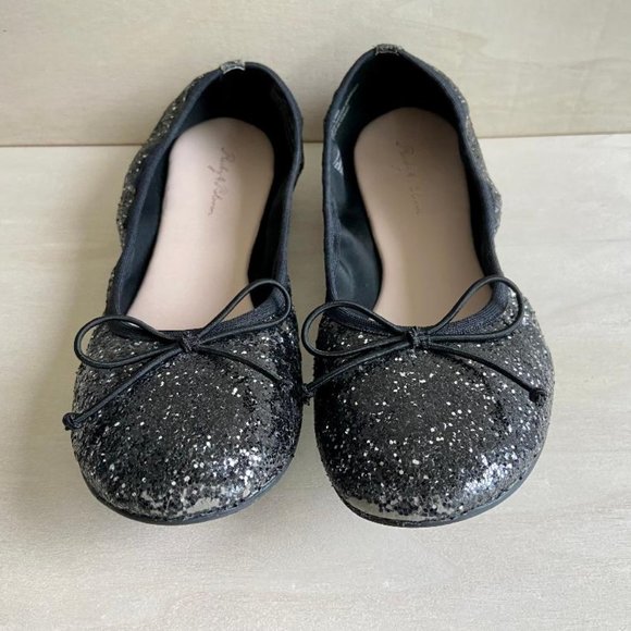 🥿HP!🥿 ruby & bloom Girls' Black Multi-Glitter Ballerina Flats with Bow - Picture 4 of 11